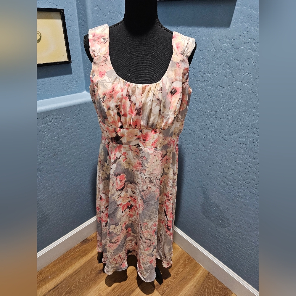 Ella Pink and Gray Floral Maxi Dress